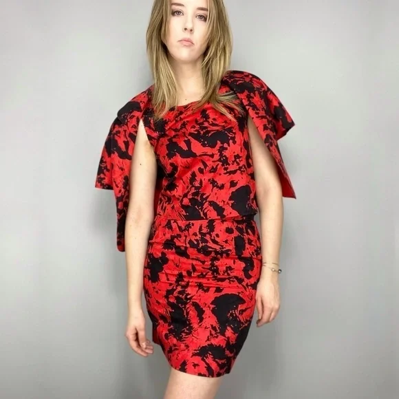 90s 2 piece skirt & tank top set red black pencil skirt matching boxy tank top - Picture 4 of 12